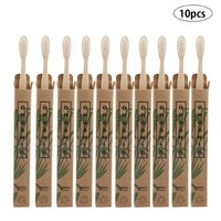 10Pcs/Set Pure Natural Bamboo Eco-Friendly Toothbrush Soft-Bristle Charcoal Square Wooden Handle Toothbrushes Dental Care Tools