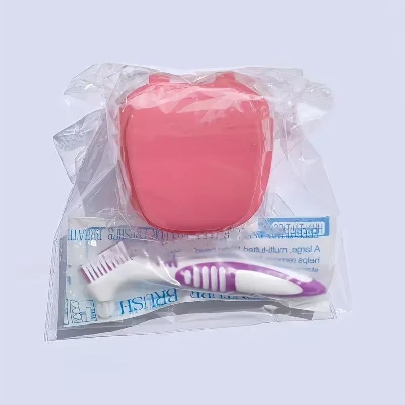 2Pcs Apple-Shaped Dental Storage Box Set - Portable,Compact,And Easy-To-Clean Container for Dentures,And Dental Accessories