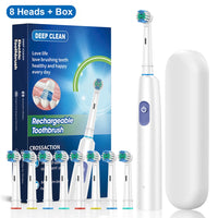 Electric Toothbrush Rotary Rechargeable Electric Toothbrush for Adults Rotating Electric Toothbrushes with 8 Soft Brush Heads