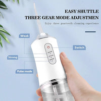 Dental Floss, Portable Cordless Oral Irrigator Cleaning 3 Modes, Waterproof Rechargeable Dental Cleaner, with 4 Nozzles