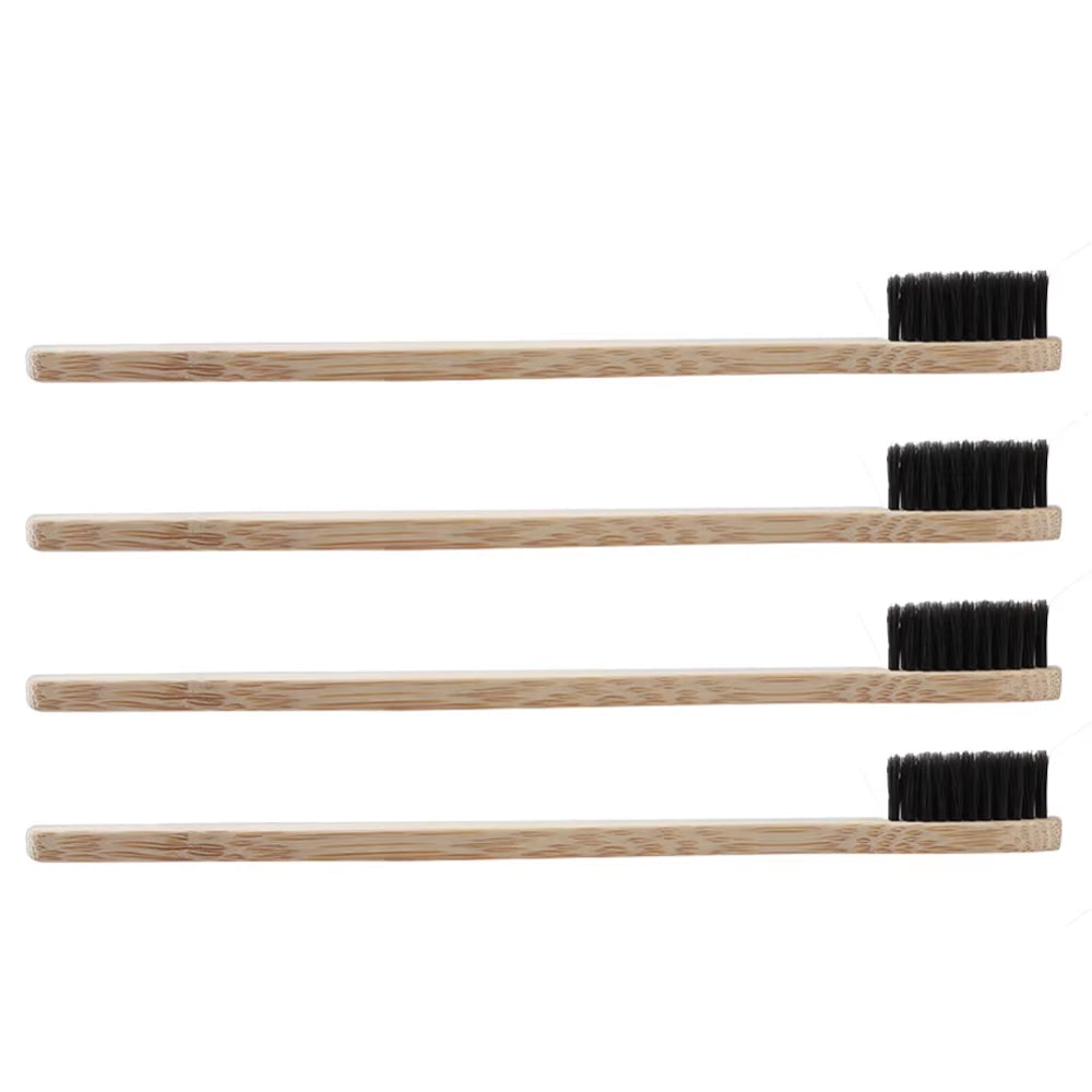 10Pcs/Set Pure Natural Bamboo Eco-Friendly Toothbrush Soft-Bristle Charcoal Square Wooden Handle Toothbrushes Dental Care Tools