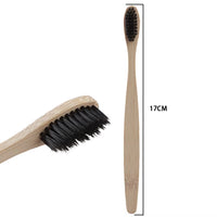 10Pcs/Set Pure Natural Bamboo Eco-Friendly Toothbrush Soft-Bristle Charcoal Square Wooden Handle Toothbrushes Dental Care Tools