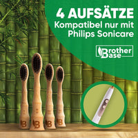 Bambus Zahnbürstenaufsatz Für Die Elektrische Zahnbürste Mit Bambus-Aktivkohle Borsten – Vegan, Nachhaltig & Bpa-Frei - Kompatibel Mit Allen Philips Sonicare Modellen – 4Er Set