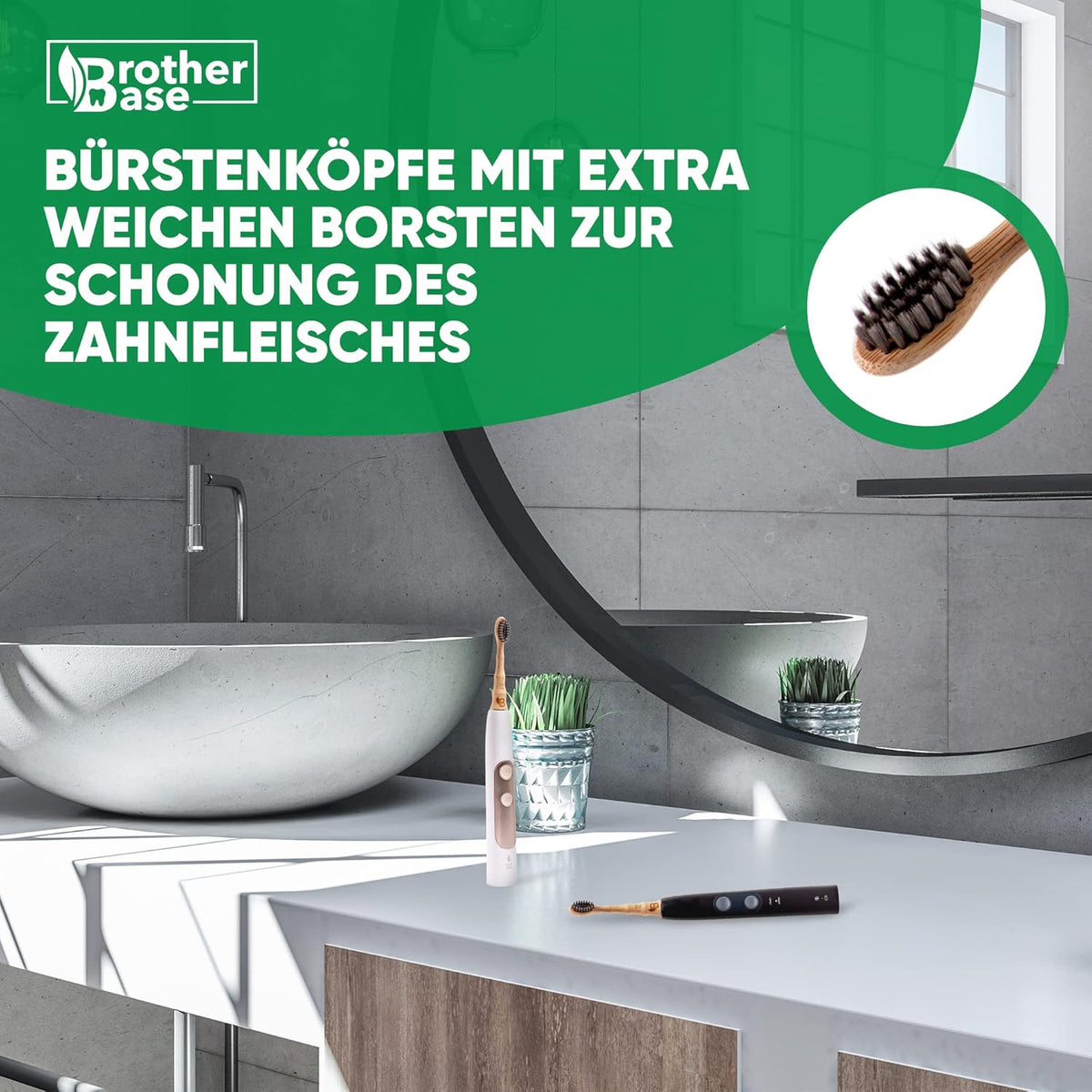 Bambus Zahnbürstenaufsatz Für Die Elektrische Zahnbürste Mit Bambus-Aktivkohle Borsten – Vegan, Nachhaltig & Bpa-Frei - Kompatibel Mit Allen Philips Sonicare Modellen – 4Er Set