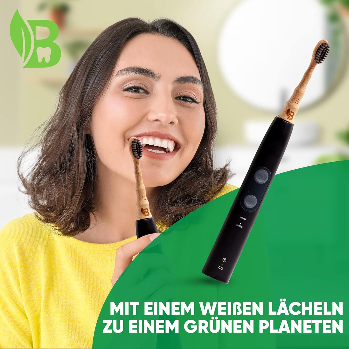 Bambus Zahnbürstenaufsatz Für Die Elektrische Zahnbürste Mit Bambus-Aktivkohle Borsten – Vegan, Nachhaltig & Bpa-Frei - Kompatibel Mit Allen Philips Sonicare Modellen – 4Er Set