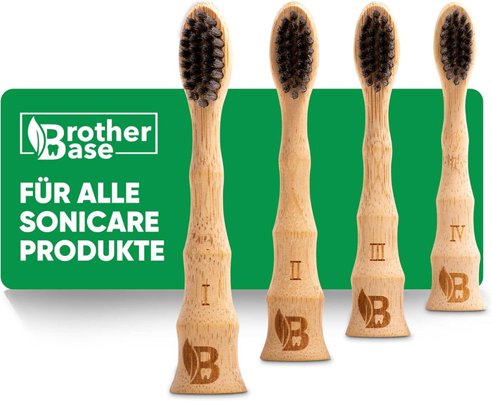 Bambus Zahnbürstenaufsatz Für Die Elektrische Zahnbürste Mit Bambus-Aktivkohle Borsten – Vegan, Nachhaltig & Bpa-Frei - Kompatibel Mit Allen Philips Sonicare Modellen – 4Er Set