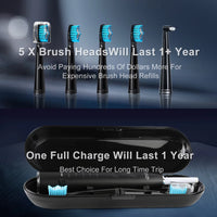 Electric Sonic Toothbrush USB Rechargeable Adult 360 Days Long Battery Life IPX7 4 Replacement Heads Travel Box SG-575