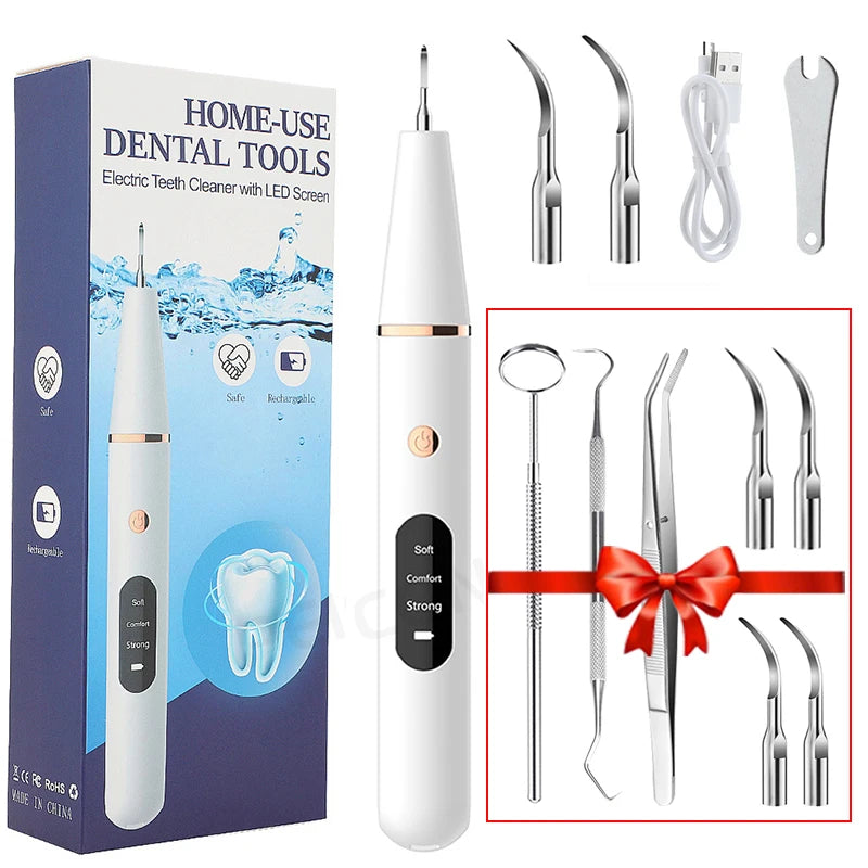 Ultrasonic Dental Scaler for Teeth Tartar Stain Tooth Calculus Remover Electric Sonic Teeth Plaque Cleaner Dental Stone Removal